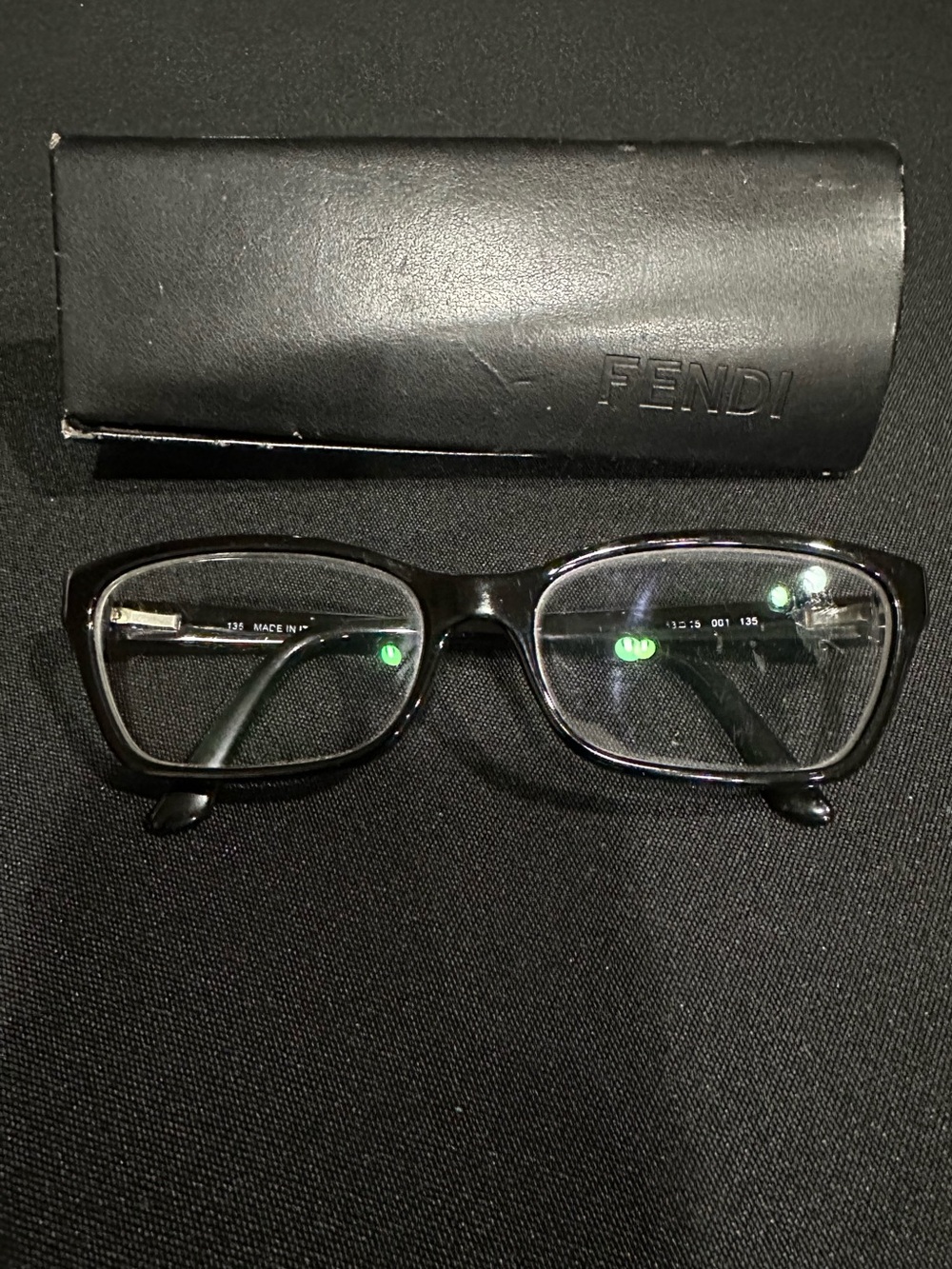 Fendi Women’s Black Rectangular Eyeglasses with Case